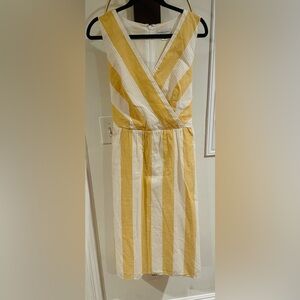 Christopher & Banks Yellow and White Striped Midi Dress